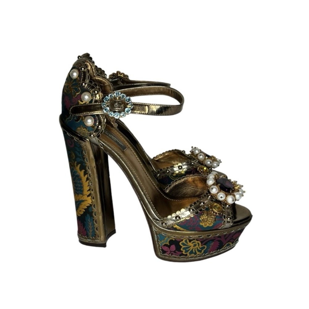 Dolce & Gabbana Gold and Jewel-Toned Heels - Picture 3 of 9